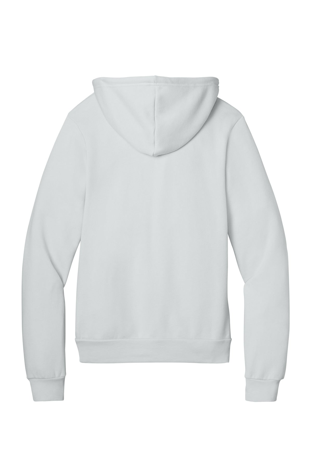 Rear View of Silver BELLA+CANVAS Unisex Sponge Fleece Pullover Hoodie. BC3719