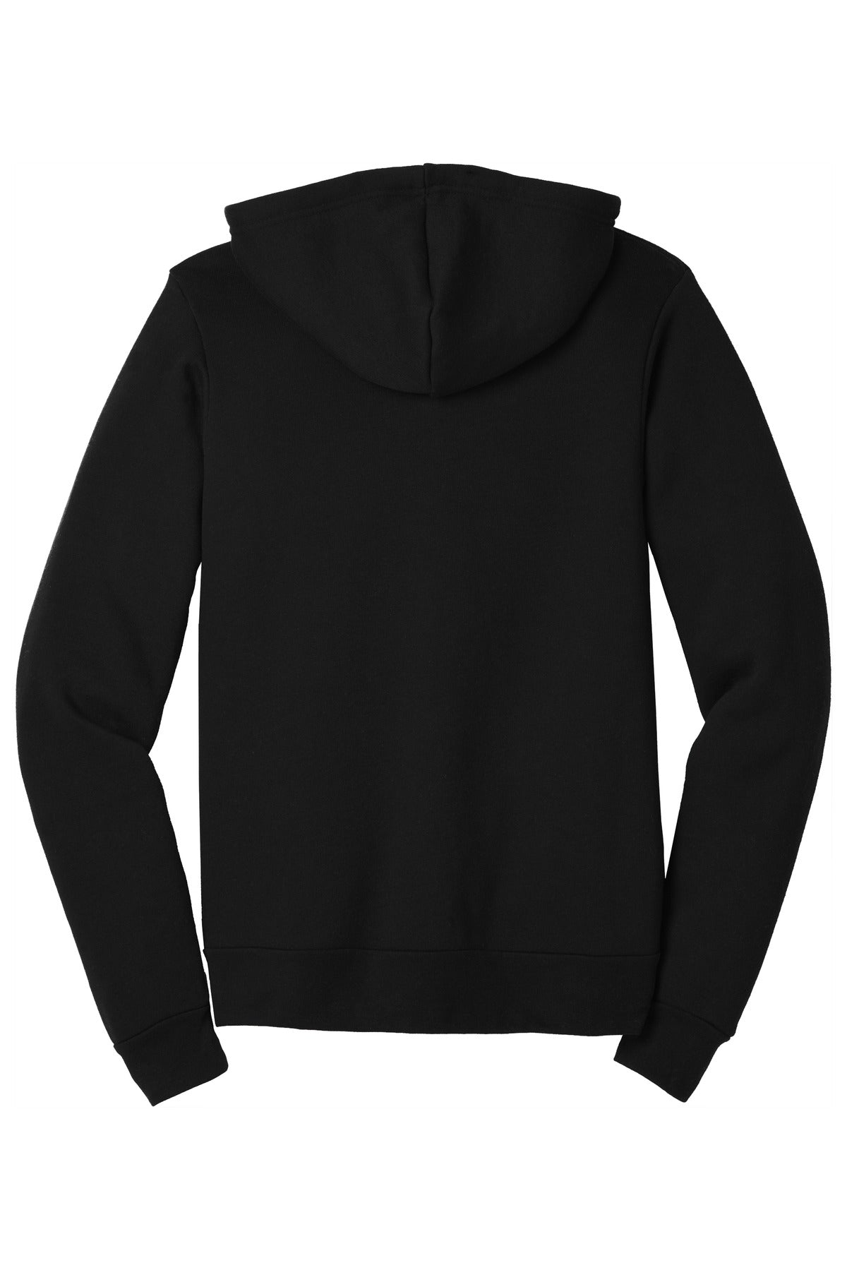 Rear View of Sld Black TB BELLA+CANVAS Unisex Triblend Sponge Fleece Full-Zip Hoodie. BC3909