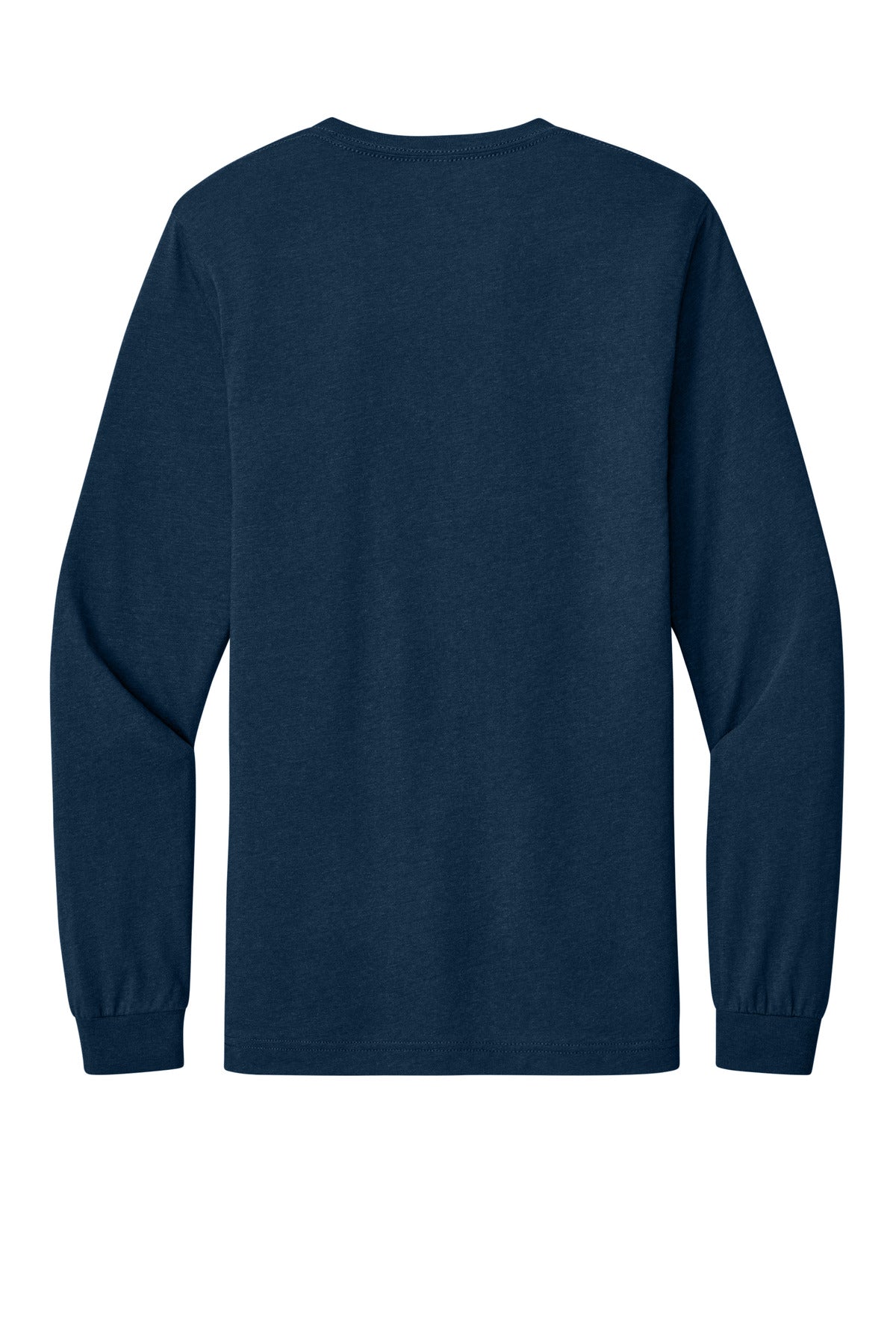 Rear View of SldNavyTB BELLA+CANVAS Unisex Triblend Long Sleeve Tee BC3513