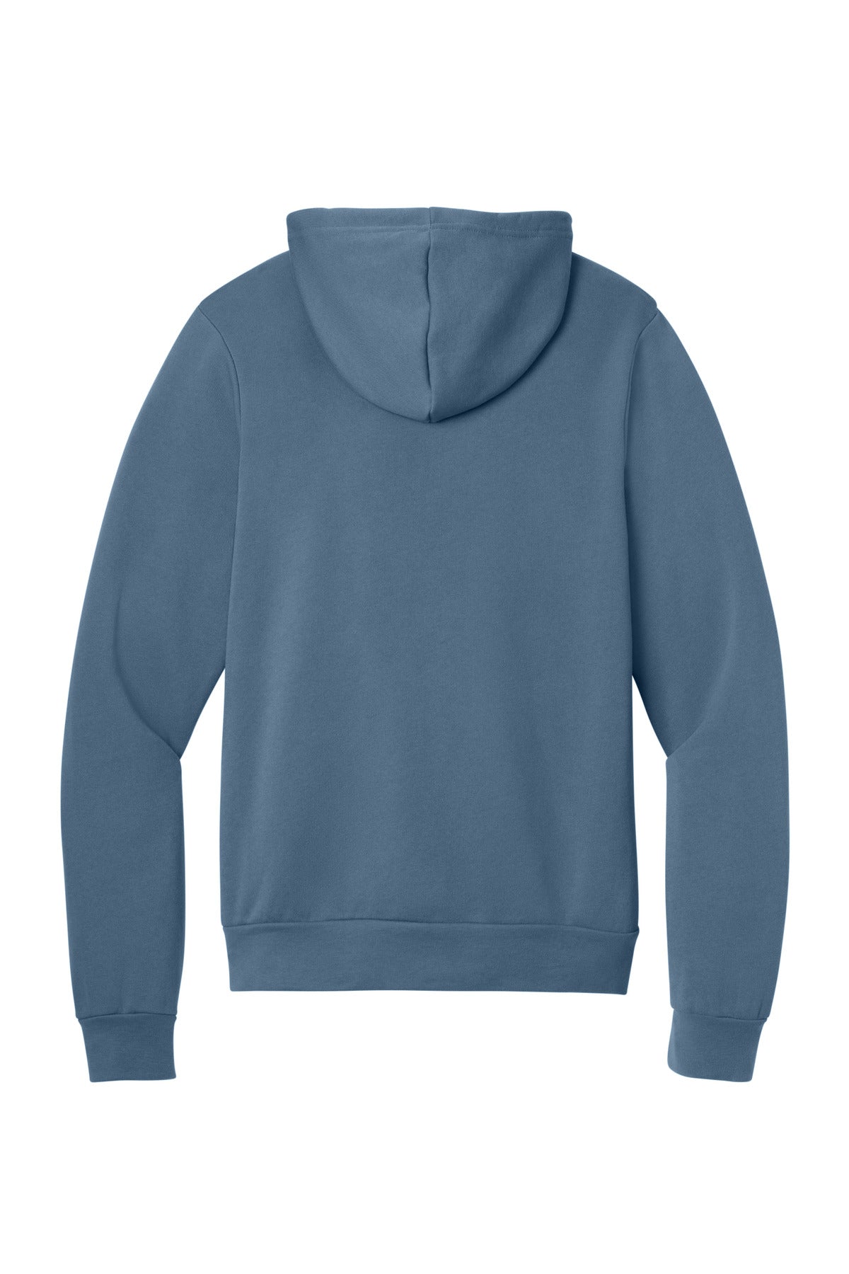 Rear View of SteelBlue BELLA+CANVAS Unisex Sponge Fleece Pullover Hoodie. BC3719