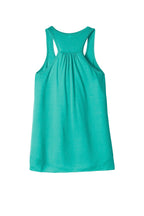 Rear View of Teal BELLA+CANVAS Women's Flowy Racerback Tank. BC8800