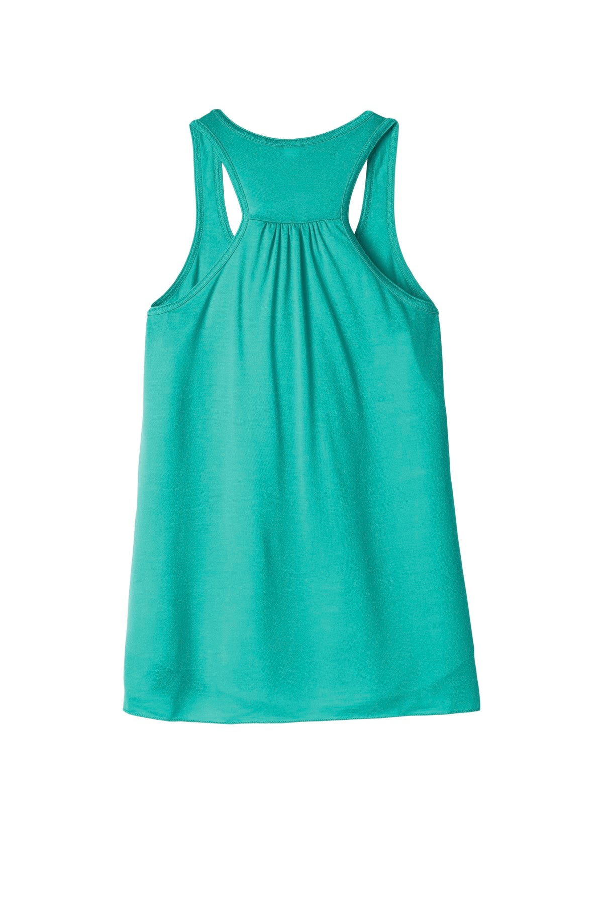 Rear View of Teal BELLA+CANVAS Women's Flowy Racerback Tank. BC8800