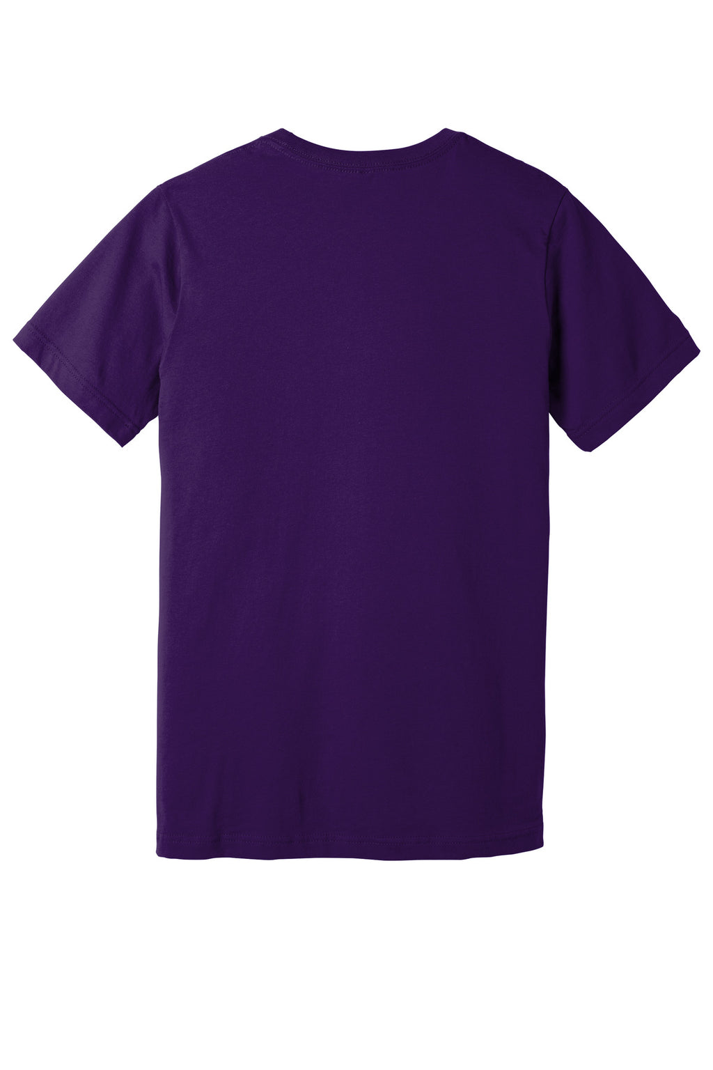 Rear View of Team Purple BELLA+CANVAS Unisex Jersey Short Sleeve V-Neck Tee. BC3005