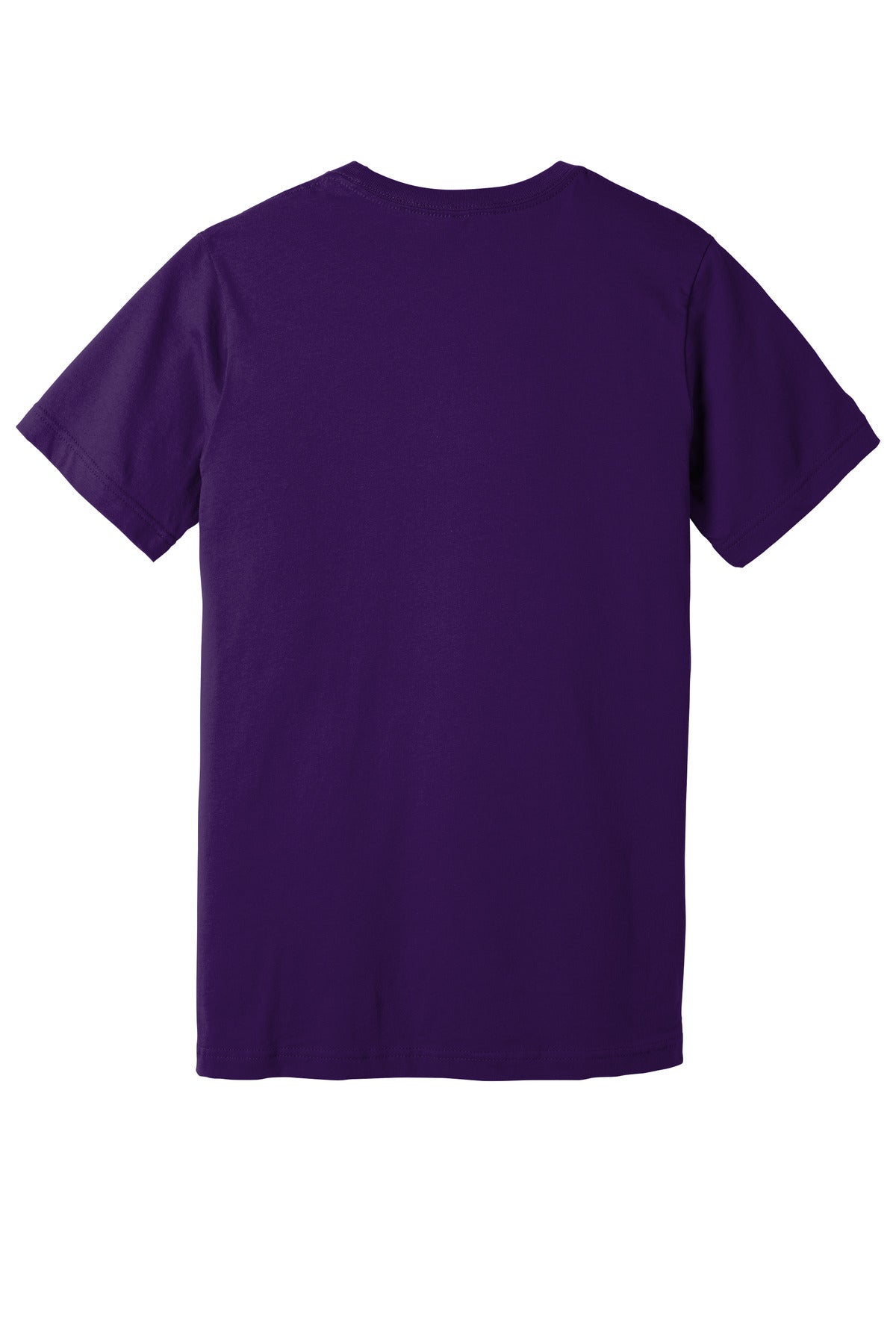 Rear View of Team Purple BELLA+CANVAS Unisex Jersey Short Sleeve V-Neck Tee. BC3005