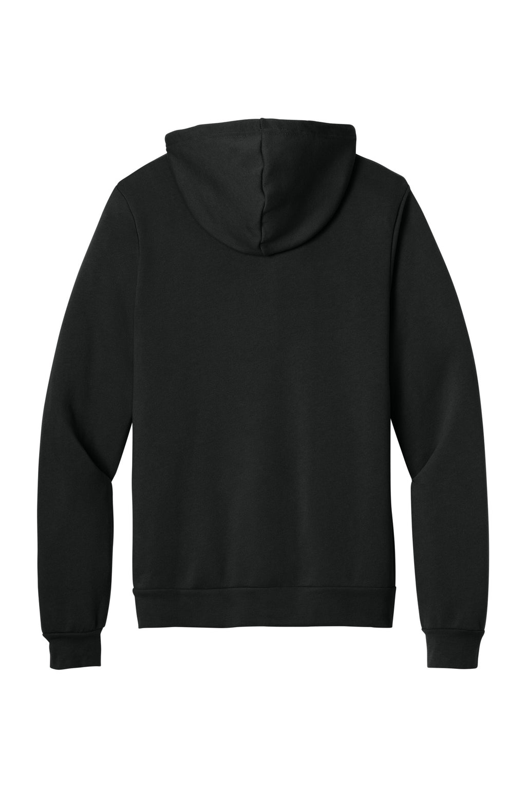 Rear View of VtgBlack BELLA+CANVAS Unisex Sponge Fleece Pullover Hoodie. BC3719