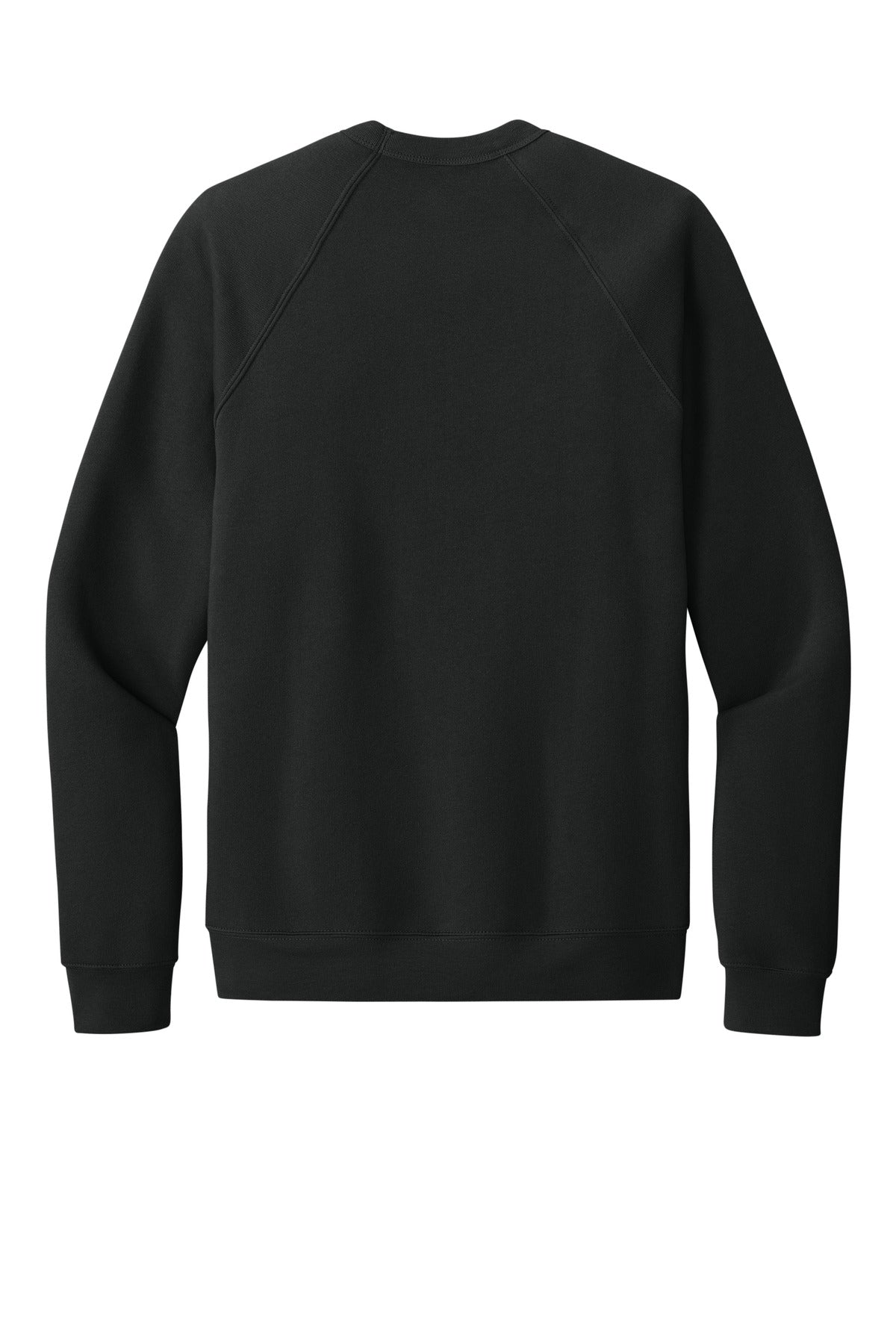 Rear View of VtgBlack BELLA+CANVAS Unisex Sponge Fleece Raglan Sweatshirt. BC3901