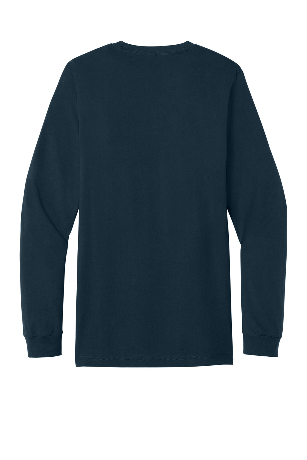 Rear View of VtgNavy BELLA+CANVAS Unisex Jersey Long Sleeve Tee. BC3501