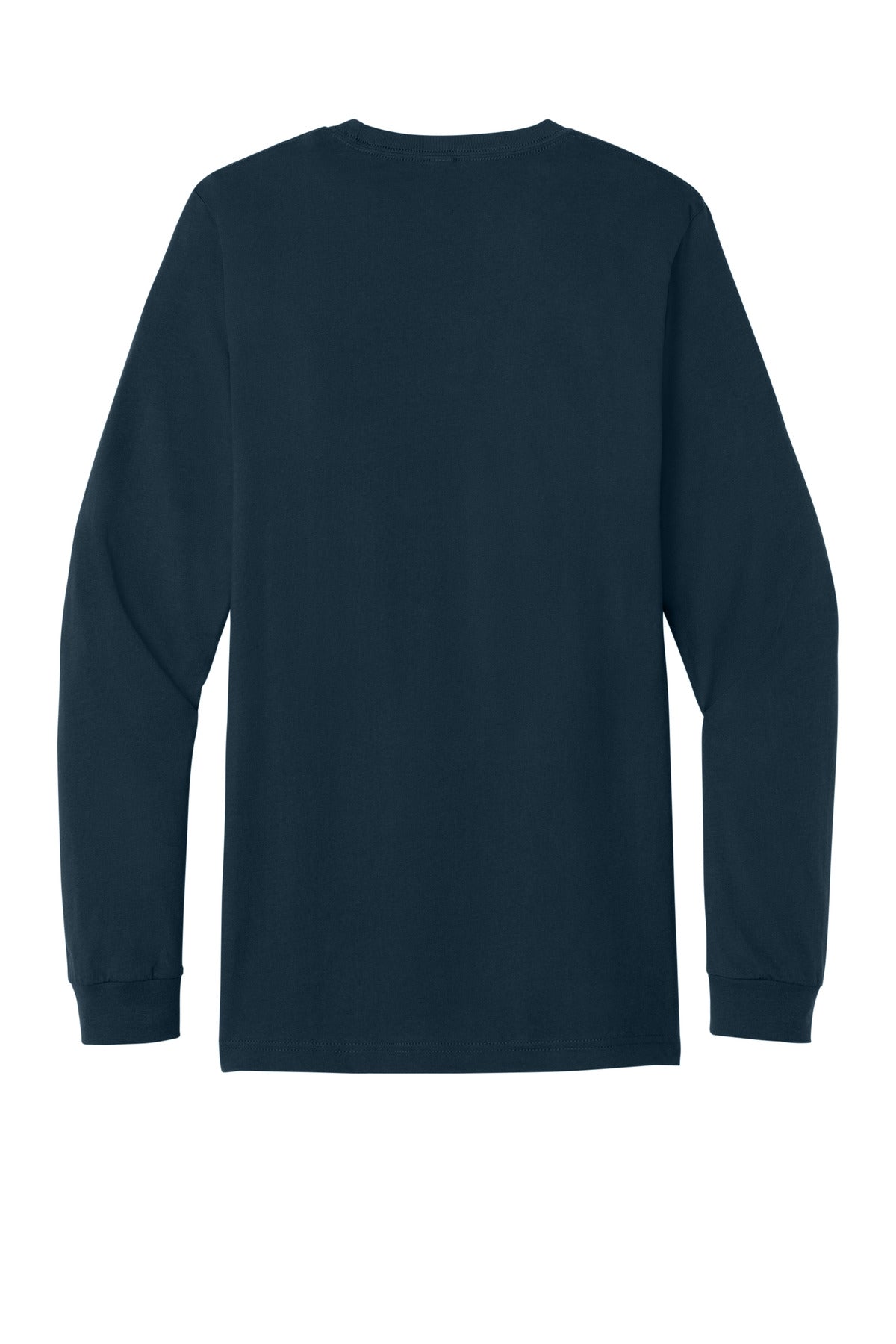 Rear View of VtgNavy BELLA+CANVAS Unisex Jersey Long Sleeve Tee. BC3501