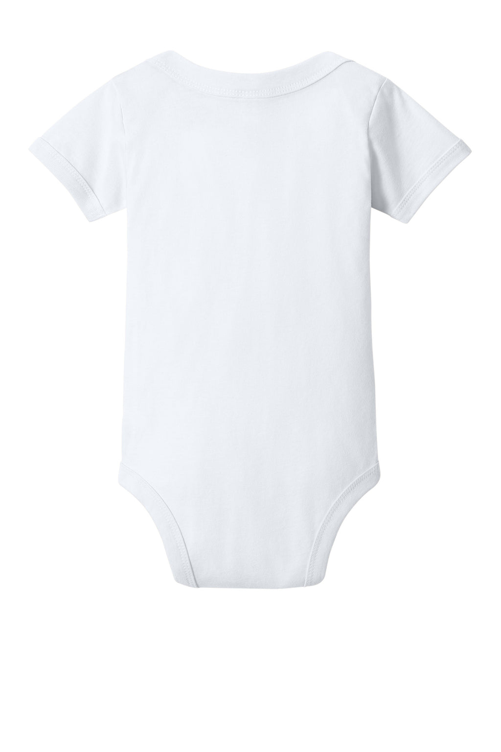 Rear View of White BELLA+CANVAS Infant Jersey Short Sleeve One Piece BC100B