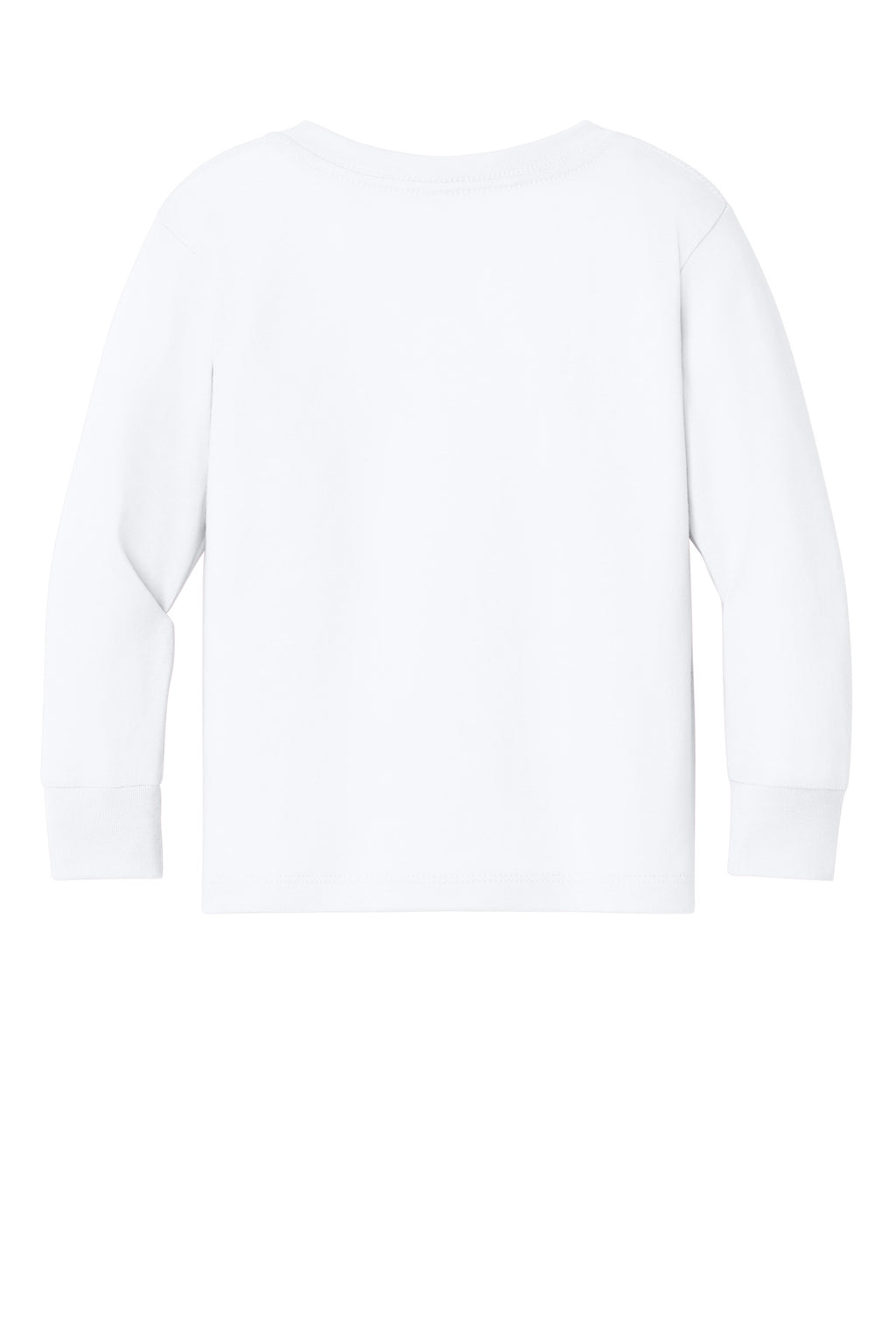 Rear View of White BELLA+CANVAS Toddler Jersey Long Sleeve Tee BC3501T