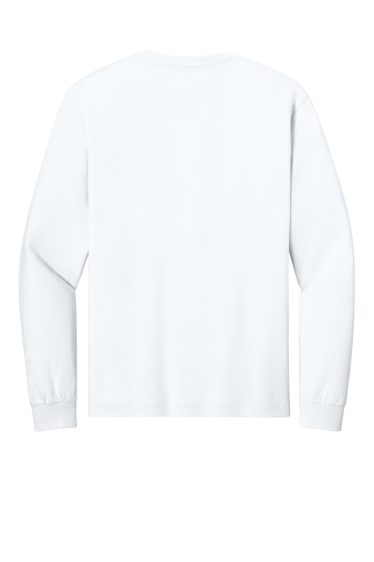 Rear View of White BELLA+CANVAS Unisex 6-Ounce Heavyweight Long Sleeve Tee BC3511