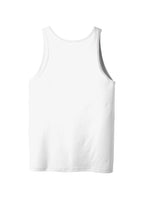 Rear View of White BELLA+CANVAS Unisex Jersey Tank. BC3480