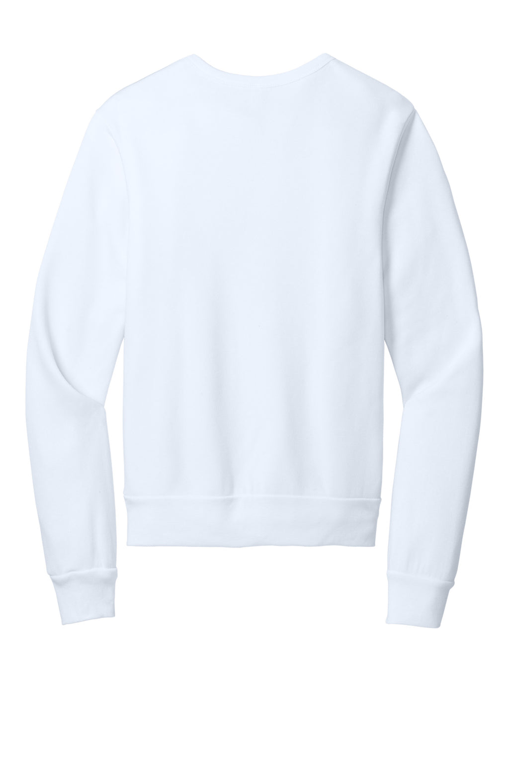Rear View of White BELLA+CANVAS Unisex Sponge Fleece Classic Crewneck Sweatshirt BC3911
