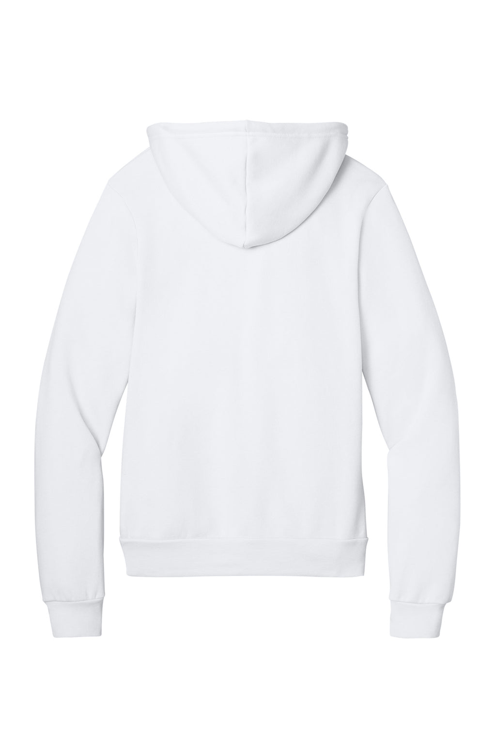 Rear View of White BELLA+CANVAS Unisex Sponge Fleece Pullover Hoodie. BC3719