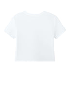 Rear View of White BELLA+CANVAS Women's Flowy Cropped Tee BC8882