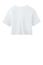 Rear View of White BELLA+CANVAS Women's Jersey Crop Tee BC6482