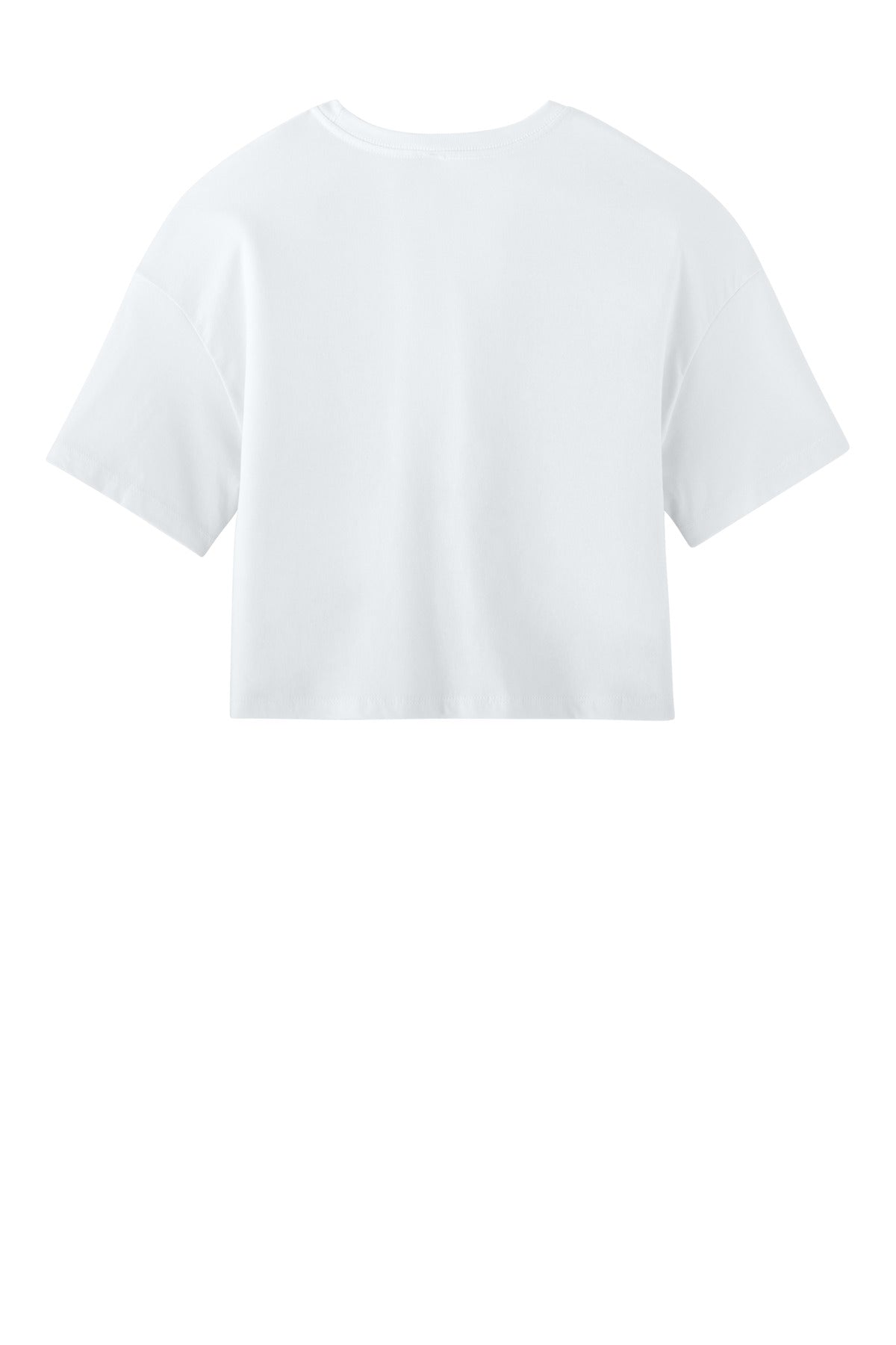 Rear View of White BELLA+CANVAS Women's Jersey Crop Tee BC6482