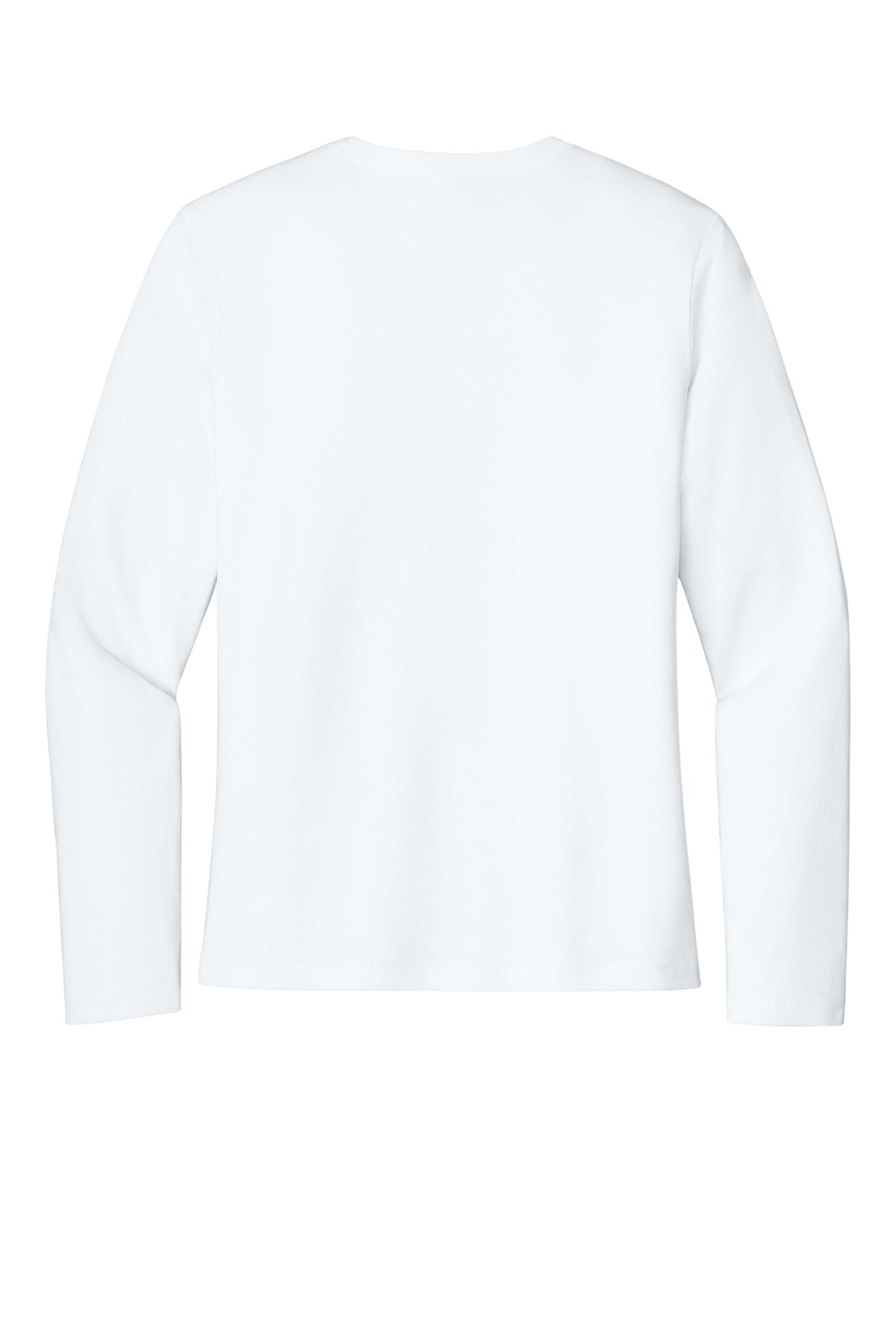 Rear View of White BELLA+CANVAS Women's Jersey Long Sleeve Tee BC6500