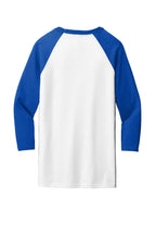 Rear View of White/Tr Royal BELLA+CANVAS Unisex 3/4-Sleeve Baseball Tee. BC3200