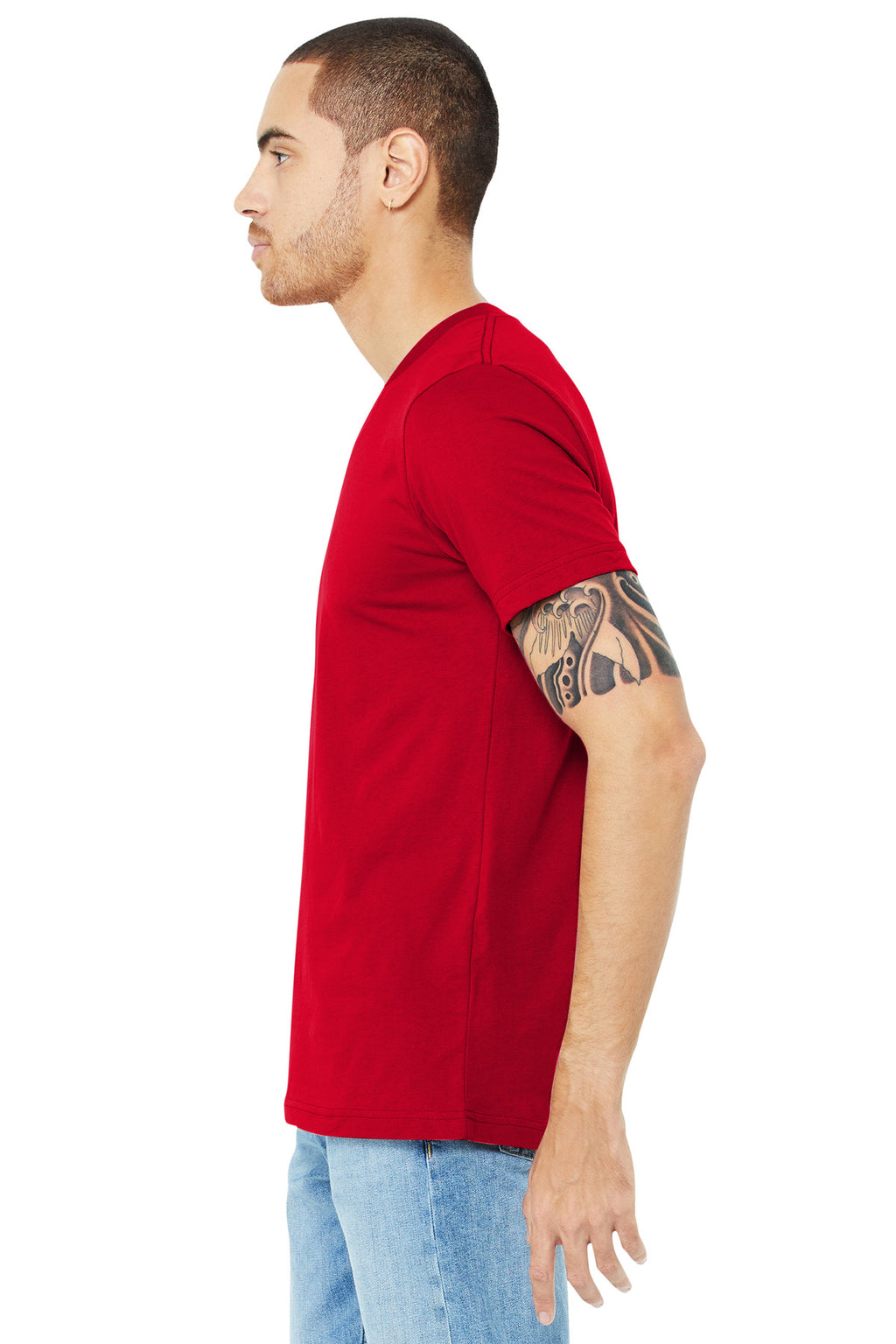 Red BELLA+CANVAS Unisex Jersey Short Sleeve V-Neck Tee. BC3005