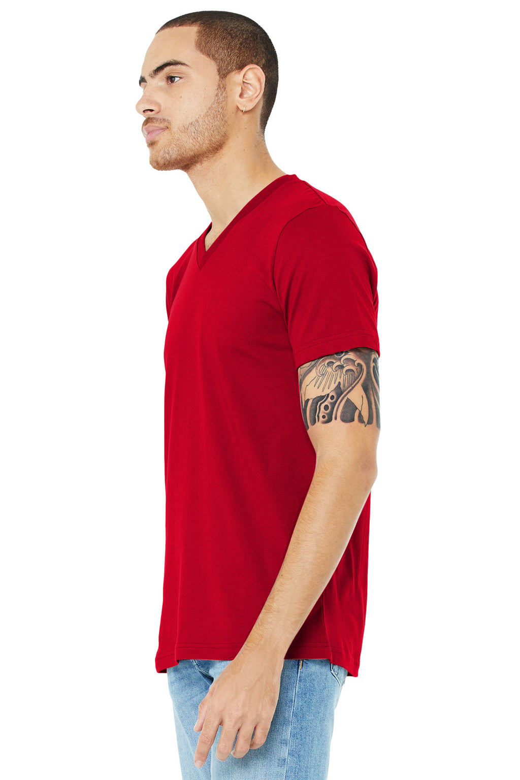 Red BELLA+CANVAS Unisex Jersey Short Sleeve V-Neck Tee. BC3005