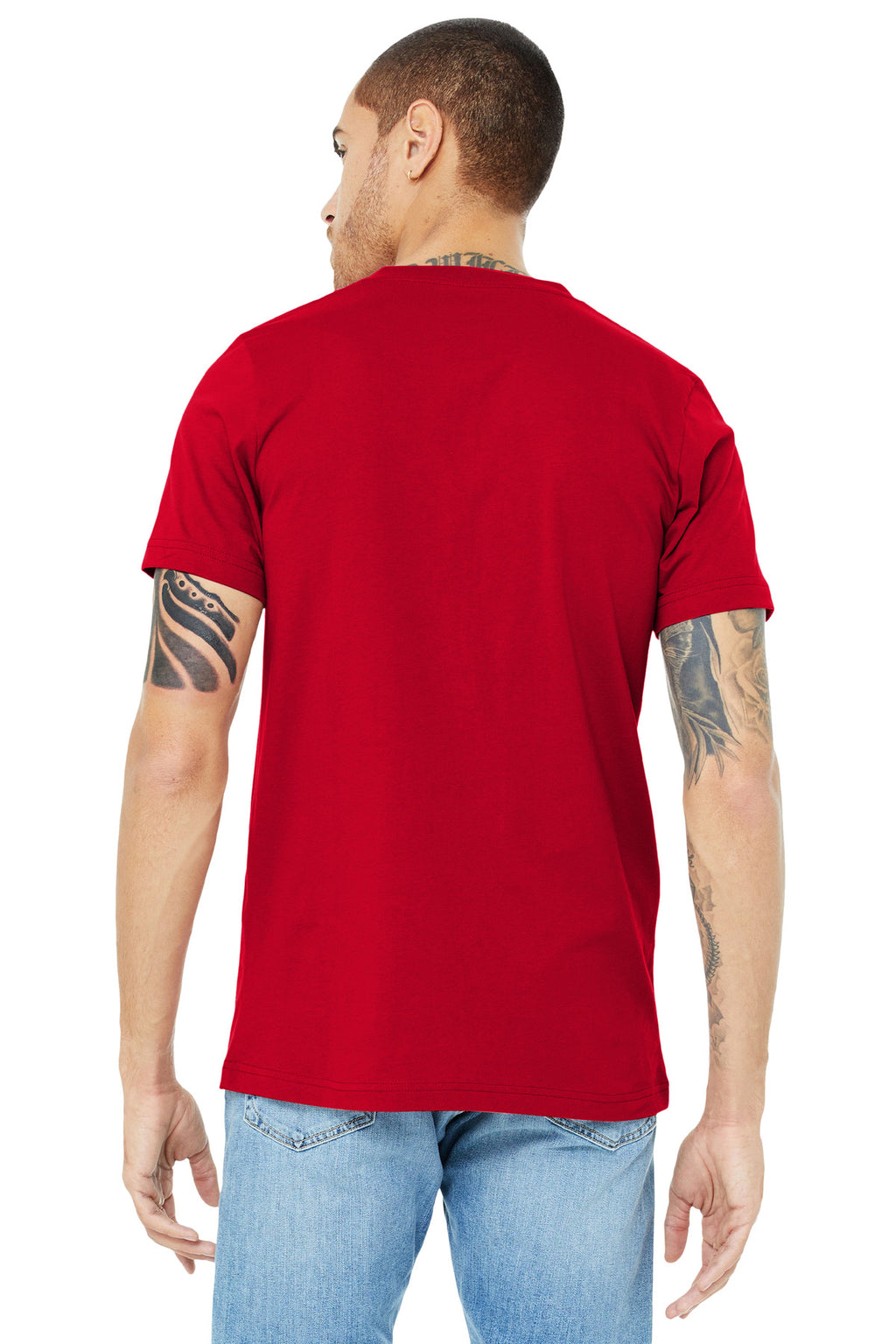 Red BELLA+CANVAS Unisex Jersey Short Sleeve V-Neck Tee. BC3005