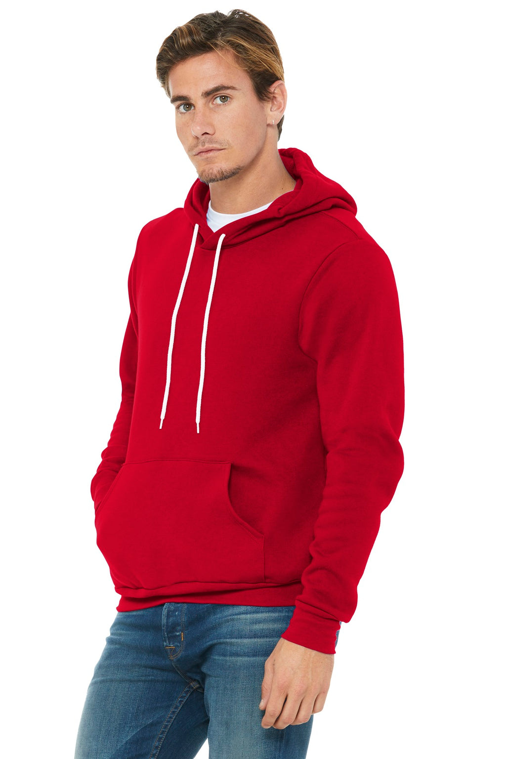Red BELLA+CANVAS Unisex Sponge Fleece Pullover Hoodie. BC3719