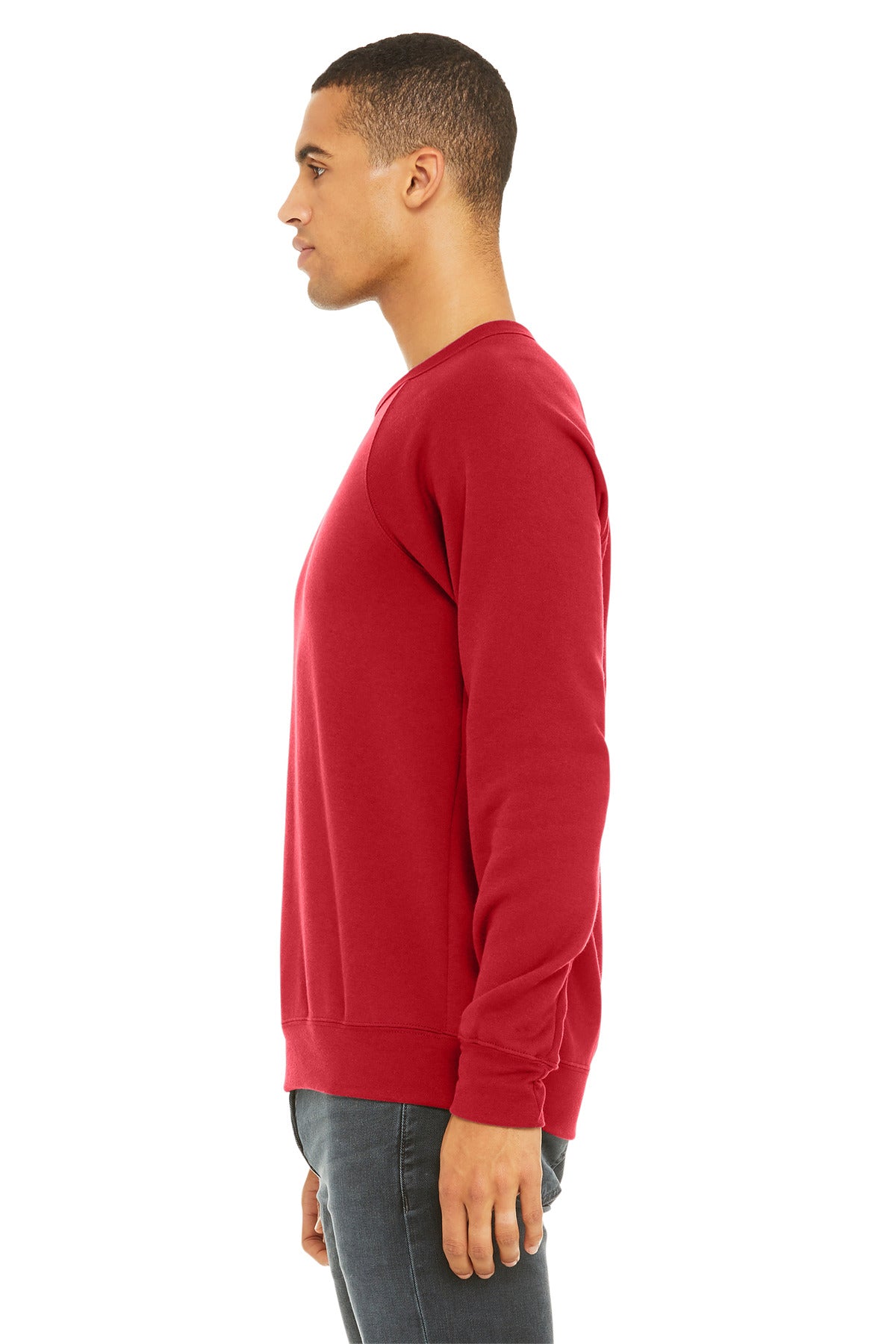 Red BELLA+CANVAS Unisex Sponge Fleece Raglan Sweatshirt. BC3901
