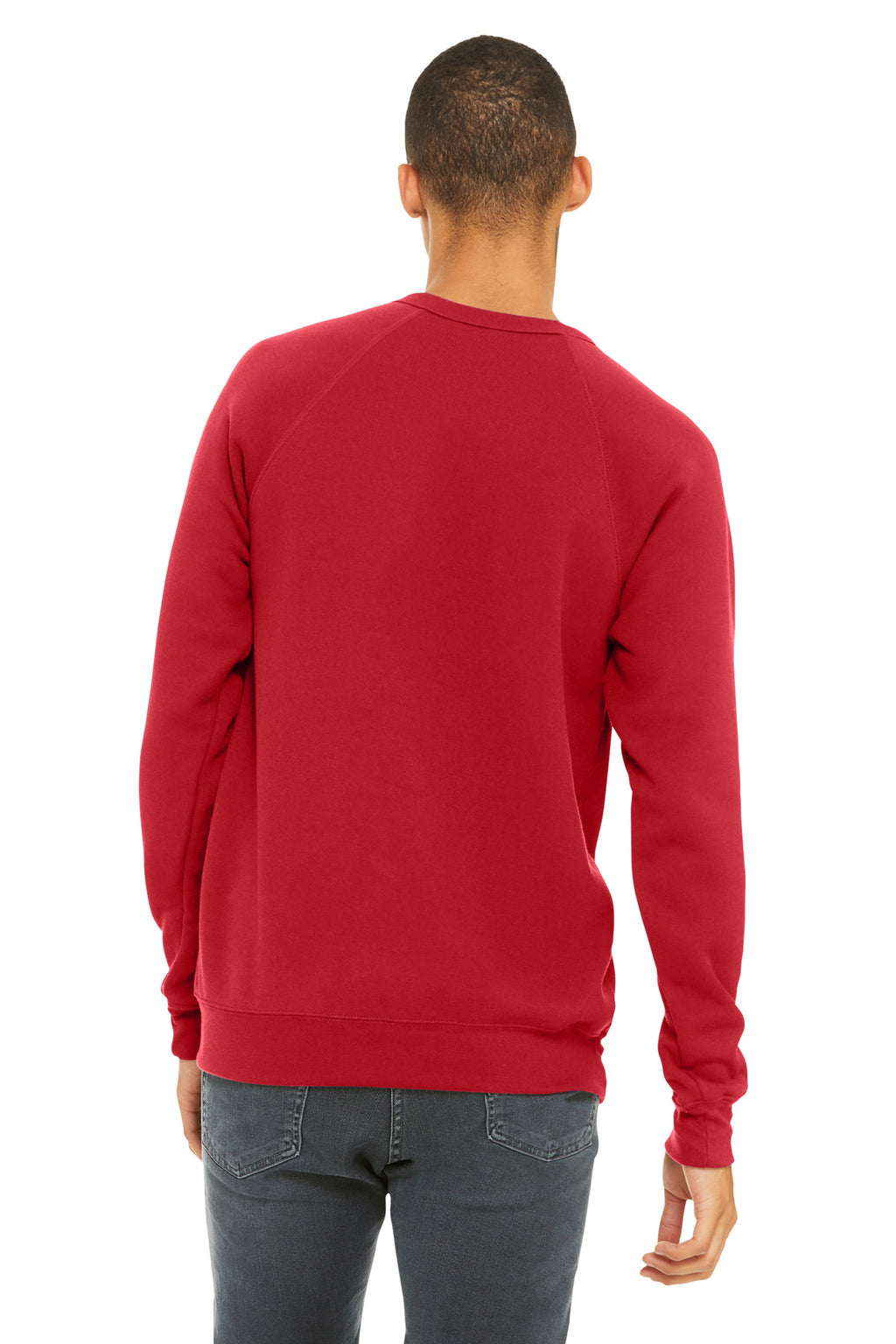 Red BELLA+CANVAS Unisex Sponge Fleece Raglan Sweatshirt. BC3901