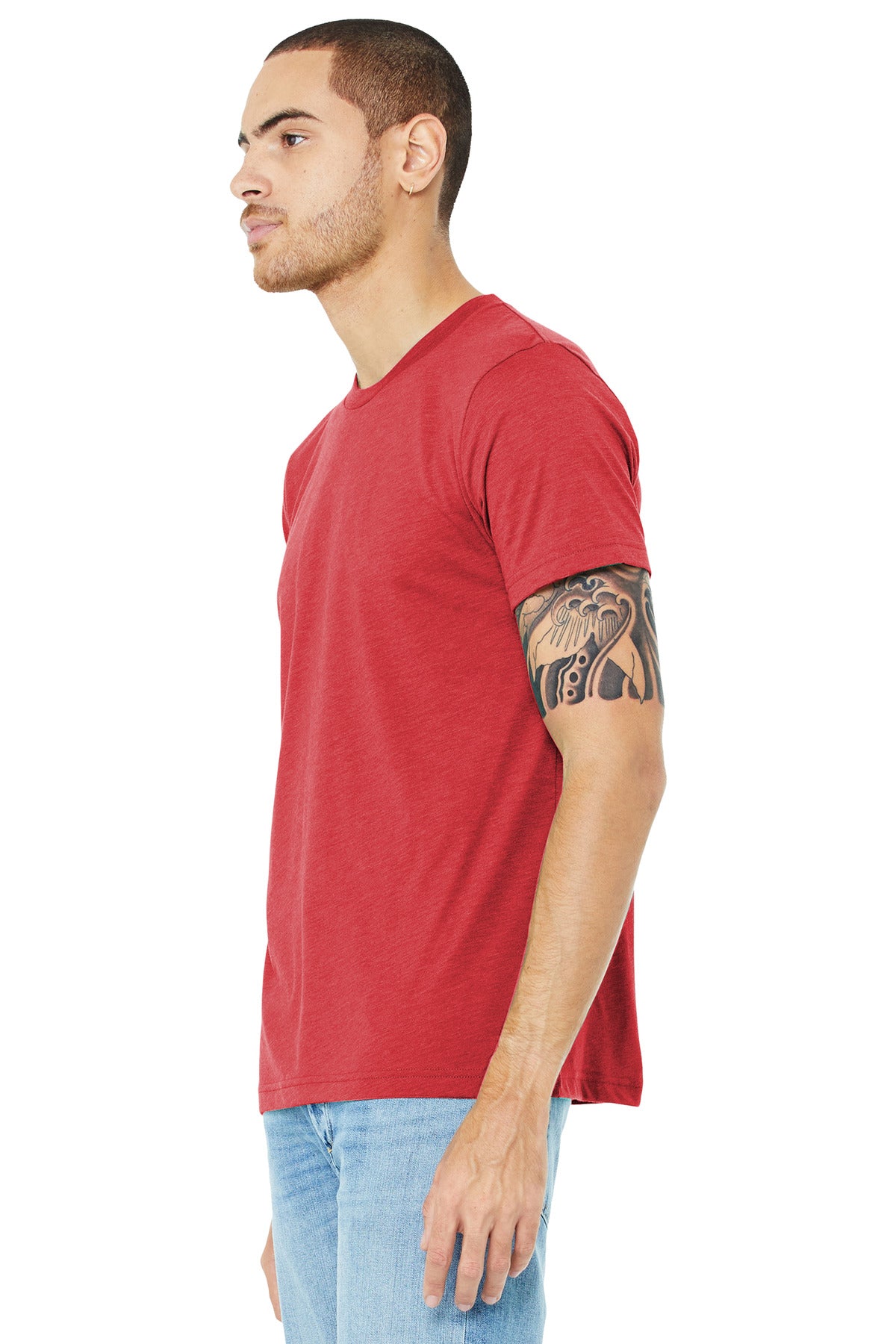 Red TB BELLA+CANVAS Unisex Triblend Short Sleeve Tee. BC3413