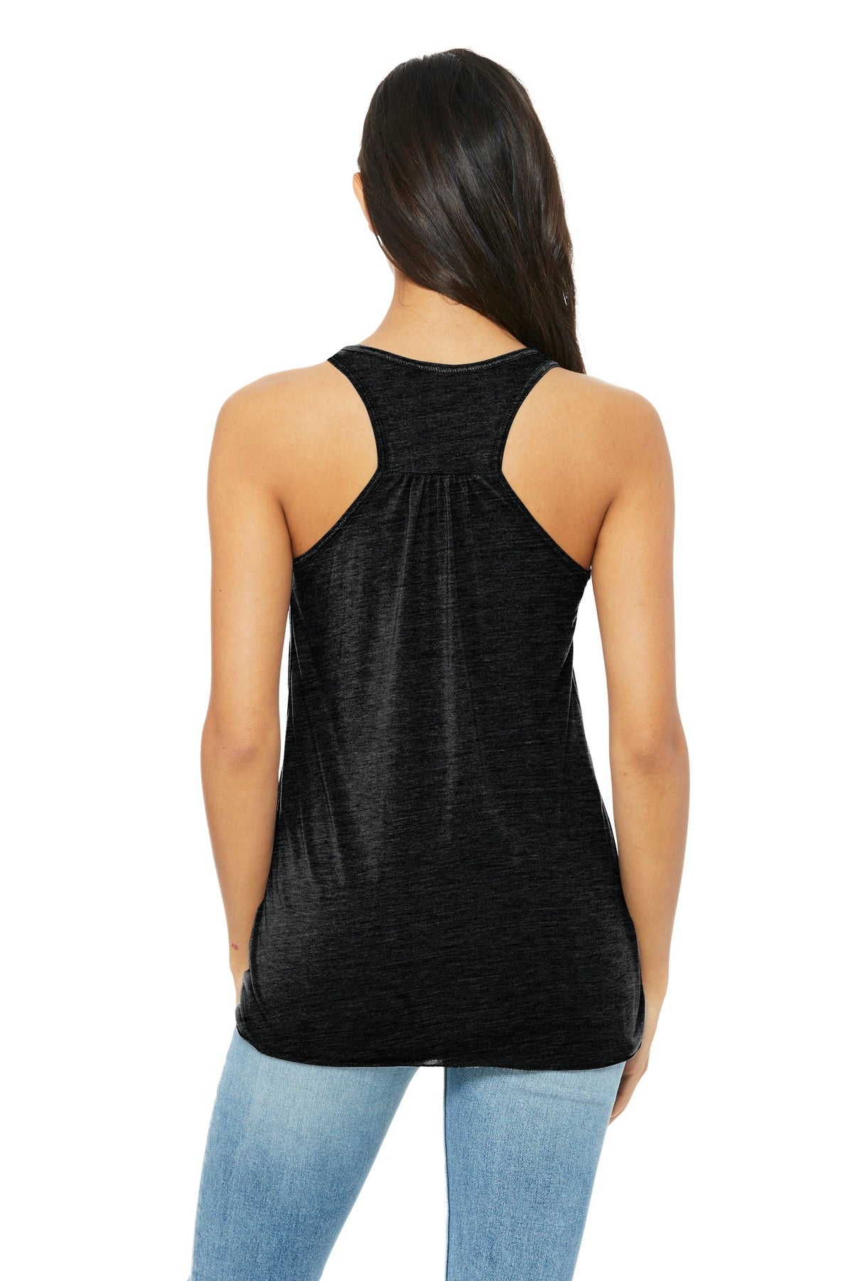 Sld Black Slub BELLA+CANVAS Women's Flowy Racerback Tank. BC8800