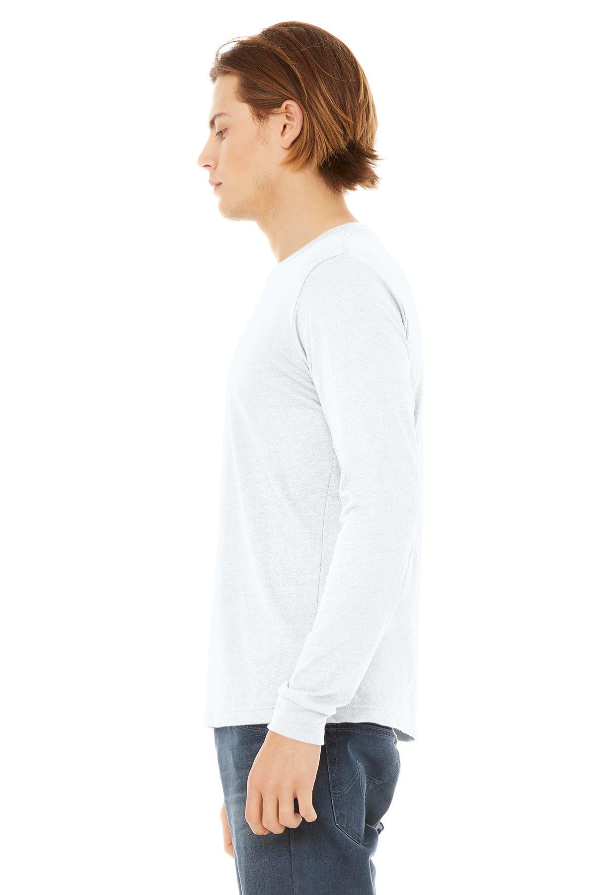 SolidWhtTB BELLA+CANVAS Unisex Triblend Long Sleeve Tee BC3513