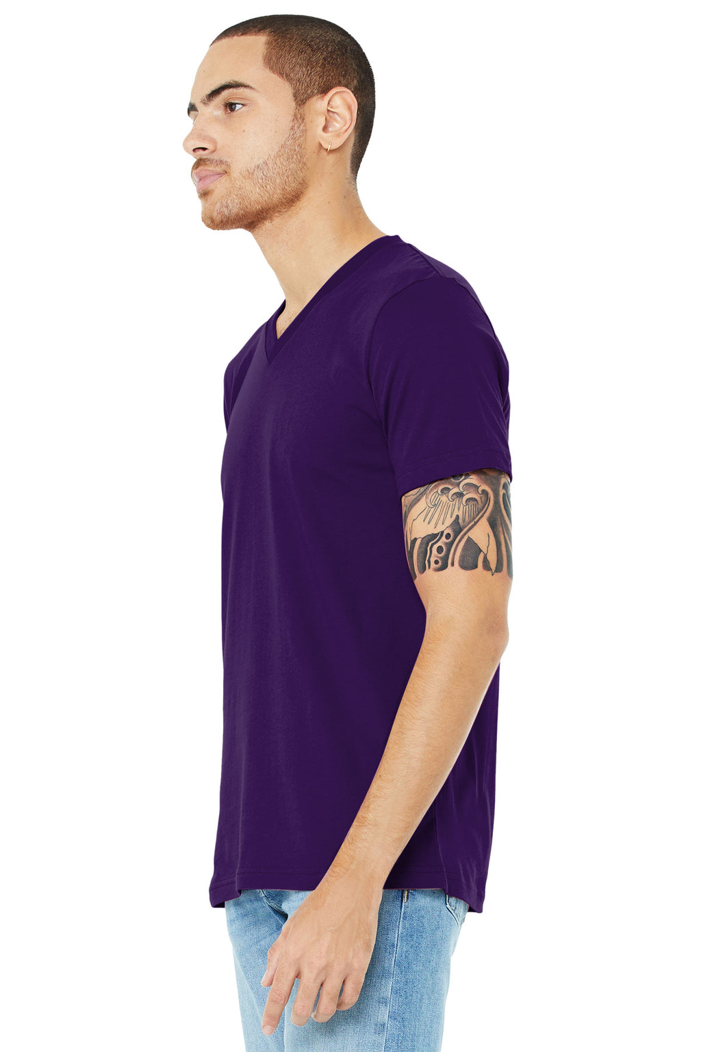 Team Purple BELLA+CANVAS Unisex Jersey Short Sleeve V-Neck Tee. BC3005