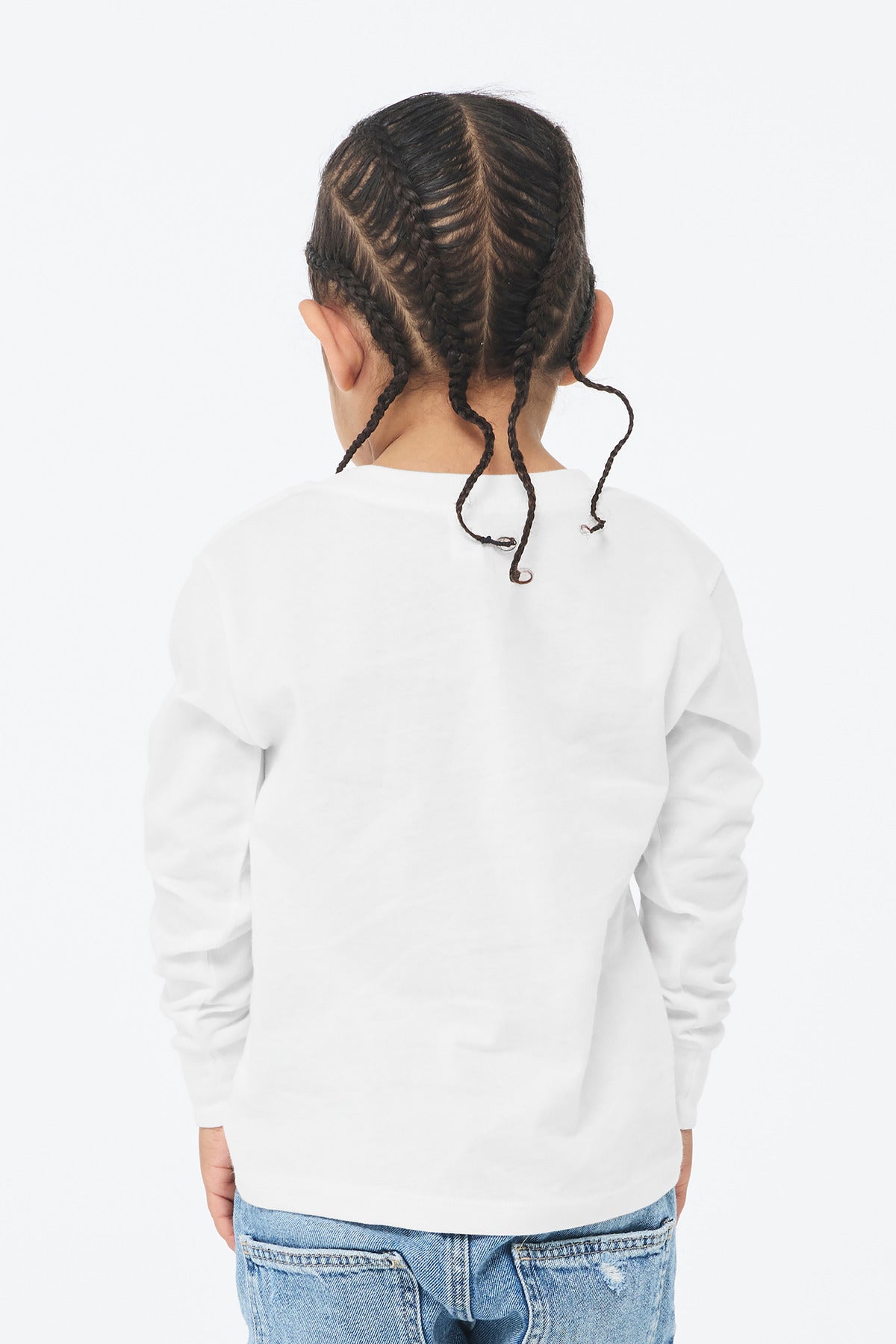White BELLA+CANVAS Toddler Jersey Long Sleeve Tee BC3501T