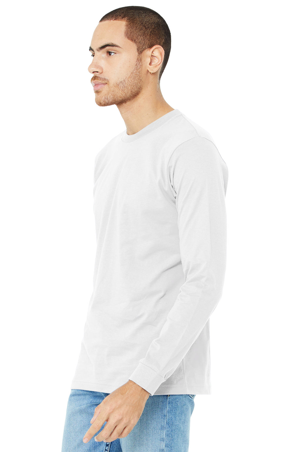 White BELLA+CANVAS Unisex Jersey Long Sleeve Tee. BC3501