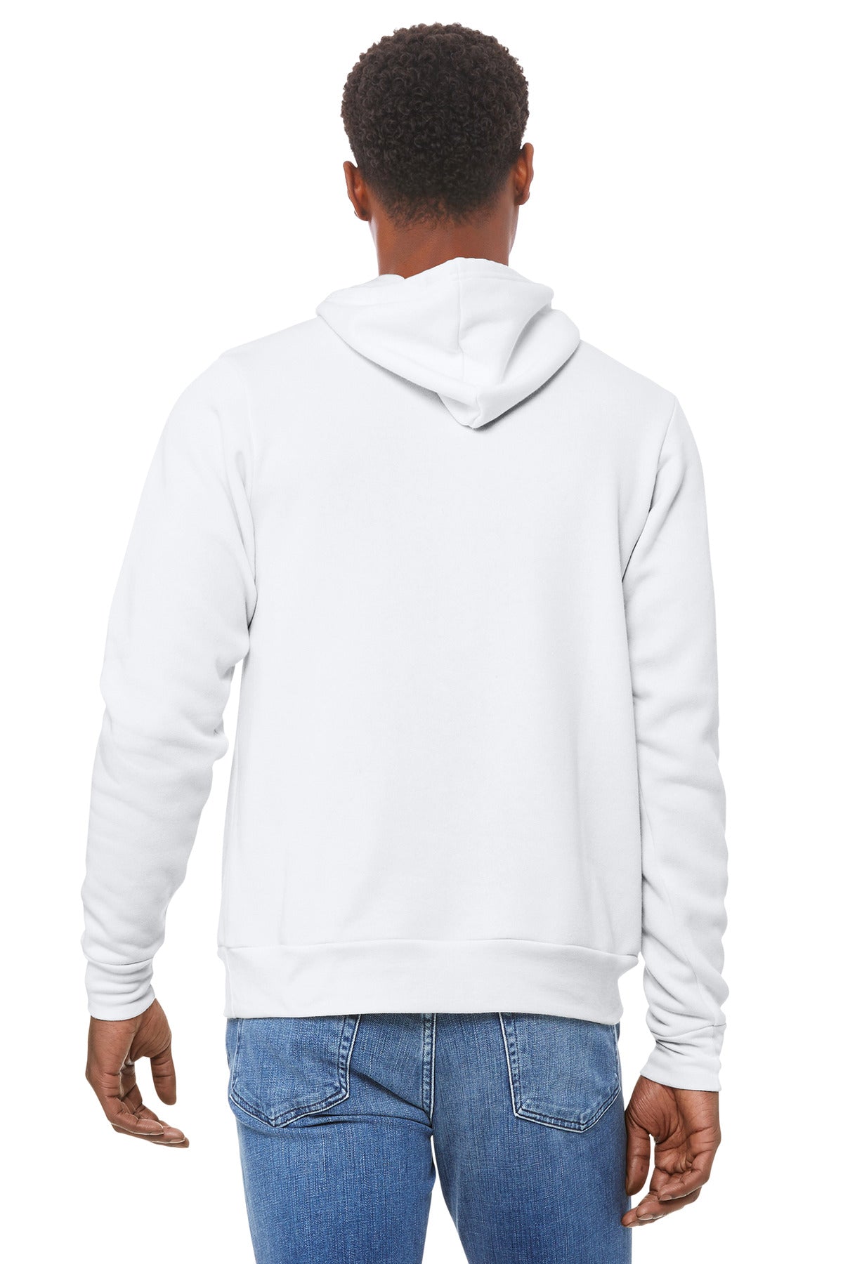 White BELLA+CANVAS Unisex Sponge Fleece Pullover Hoodie. BC3719