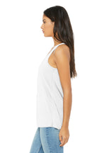 White BELLA+CANVAS Women's Flowy Racerback Tank. BC8800