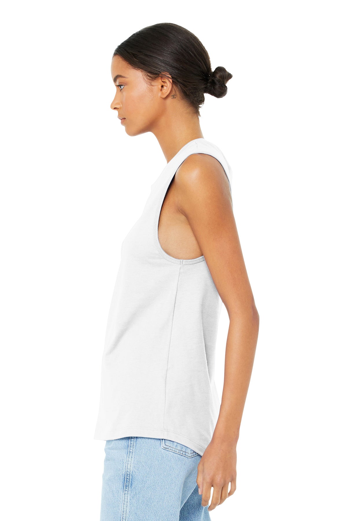 White BELLA+CANVAS Women's Jersey Muscle Tank. BC6003