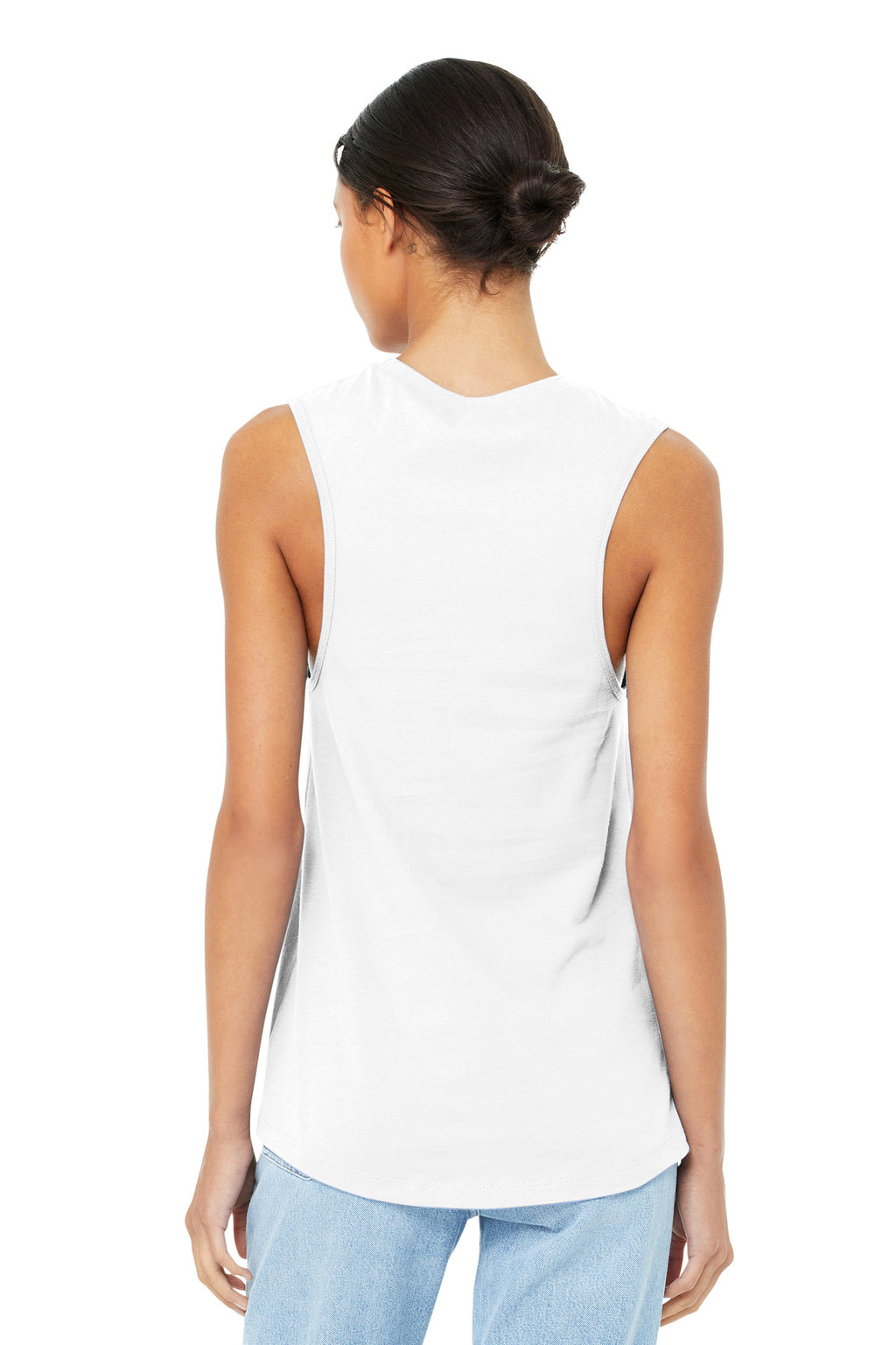 White BELLA+CANVAS Women's Jersey Muscle Tank. BC6003