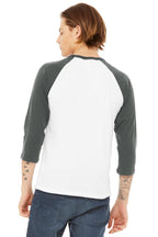 White/Deep Ht BELLA+CANVAS Unisex 3/4-Sleeve Baseball Tee. BC3200