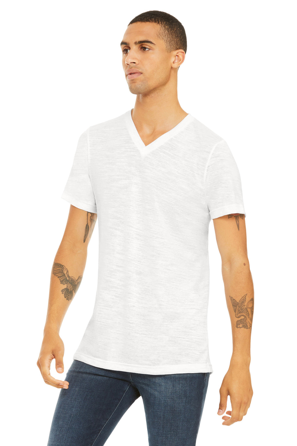 WhiteSlub BELLA+CANVAS Unisex Textured Jersey V-Neck Tee BC3655